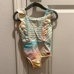 Ruffle Butts Pastel Striped Kids Swim One Piece